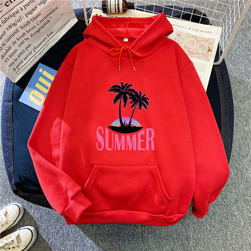 Kvinder's hoodie med sommermotiv og tropisk palmeprint Skovae