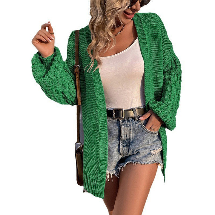 Dame chunky strik cardigan med åbne front og fashionable kabelmønstre Stilla