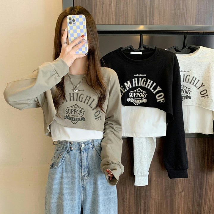Femme Cropped Langærmet Grafik Sweatshirt Stilla