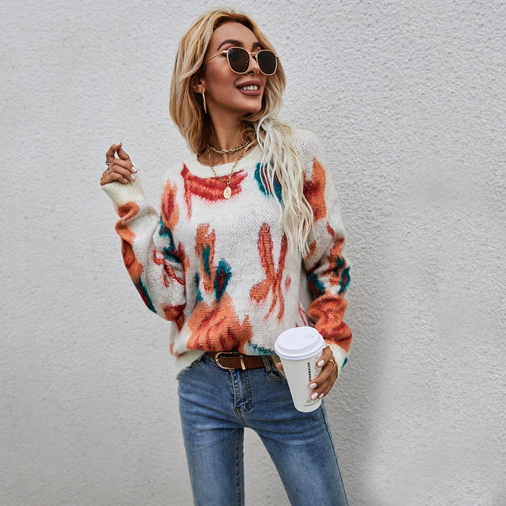 Kvindernes stilfulde sweater med blomster strikkemønster Stilla