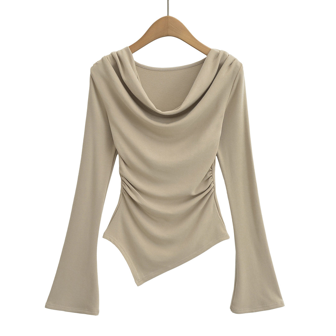 Dame asymmetrisk top med elegant indpakningsdesign og ekstravagante draperingseffekter Stilla