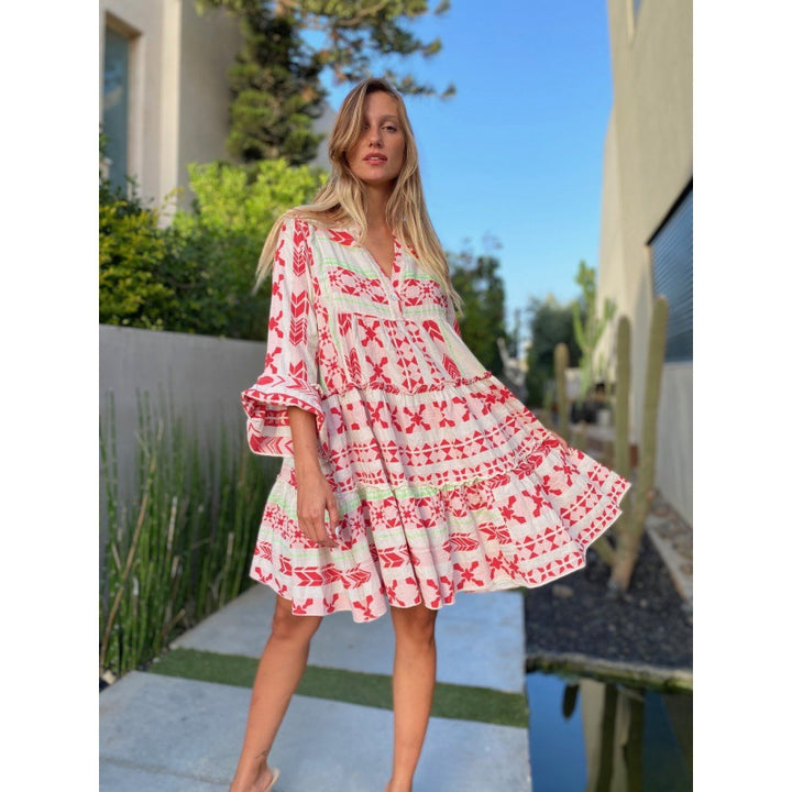 Femme Bohemian-stil lagdelt tunika kjole Stilla
