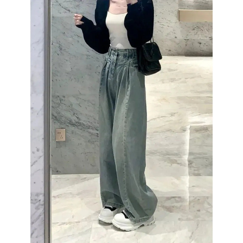 Kvinders bredslidte højtaljede jeans med elegant bæltedesign Stilla