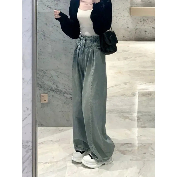 Kvinders bredslidte højtaljede jeans med elegant bæltedesign Stilla