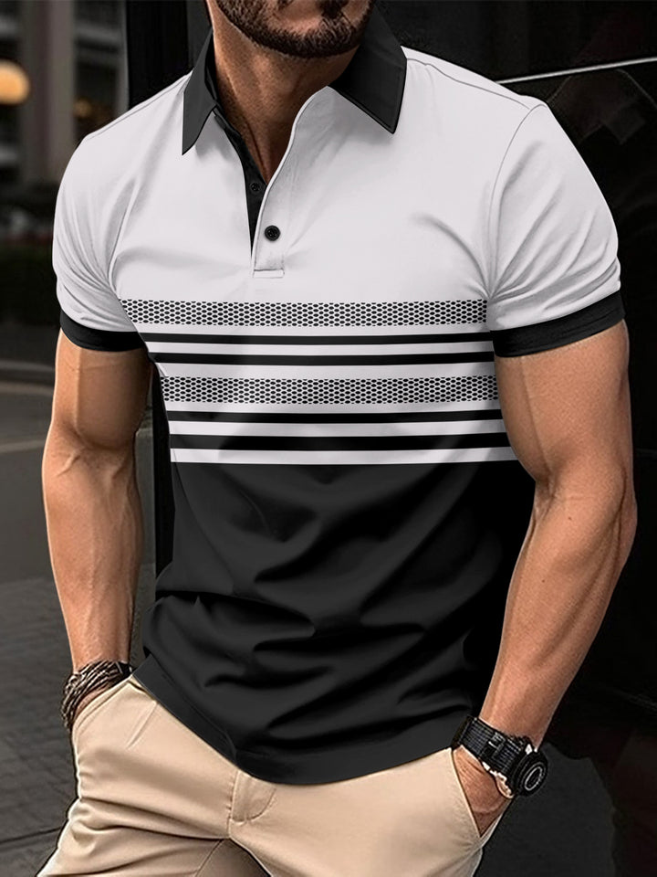 Herrer kortærmet polo-shirt med høj kvalitets stribedesign og åndbare egenskaber Stilla