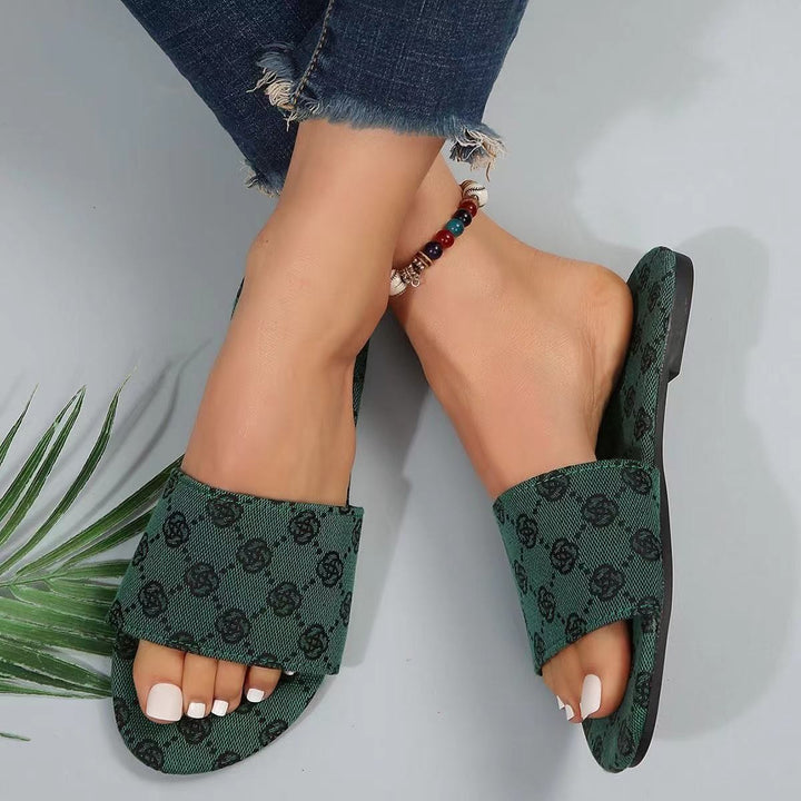 Dame åbne badesandaler med trendy logostik og skridsikker sål Stilla