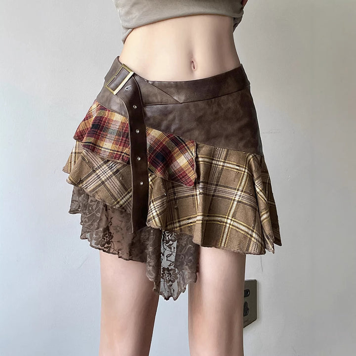Dame Mode Wrap Skirt med asymmetrisk skæring og afslappede flæse detaljer Skovae