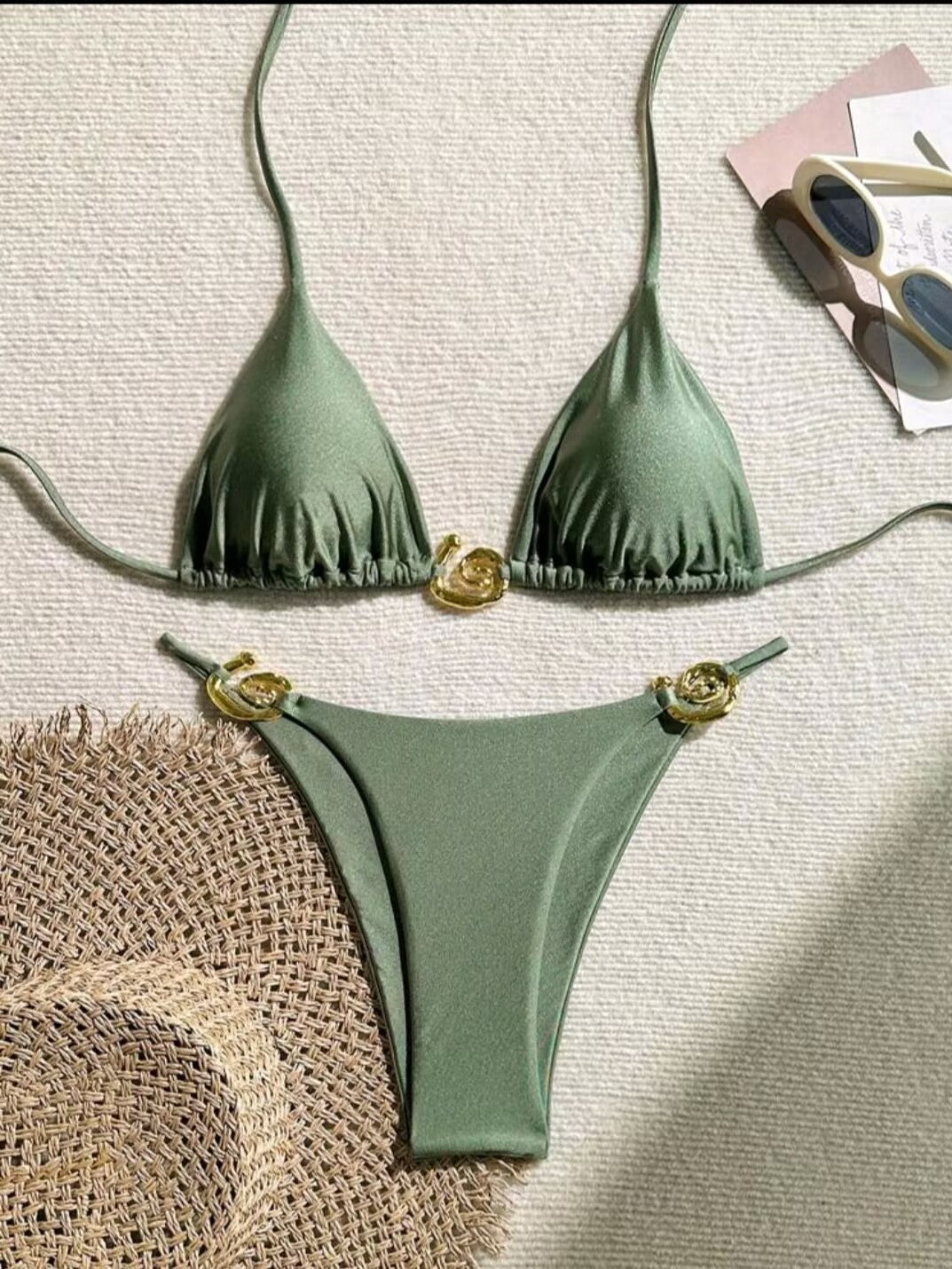 Dame Triangel-Bikini med raffineret guld-detalje Skovae