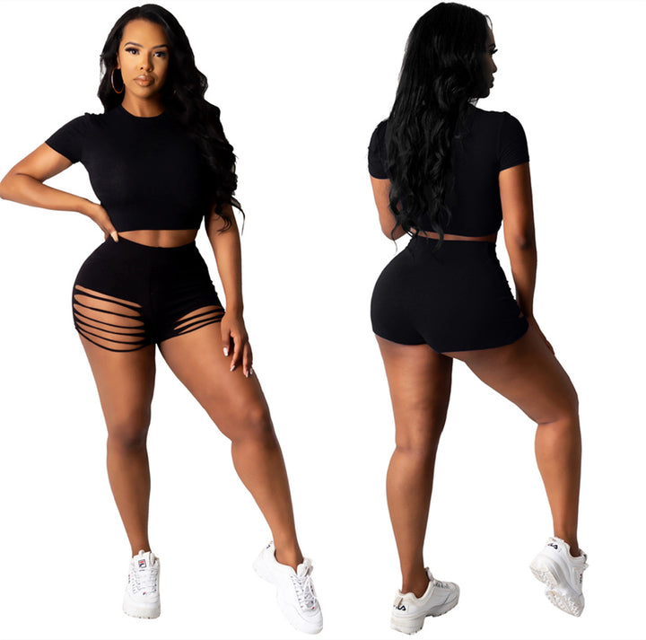 Dame Sports Crop-Top og Shorts med Cut-Out-detaljer Stilla