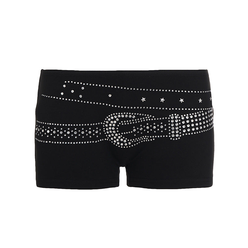 Damen ärmelloses Top mit Glitzer-Design und U-Ausschnitt Skovae