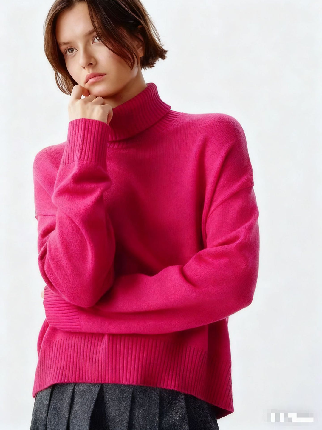 Dame Cozy Turtleneck Sweater med Oversized Snit og Fin Ribstruktur Stilla