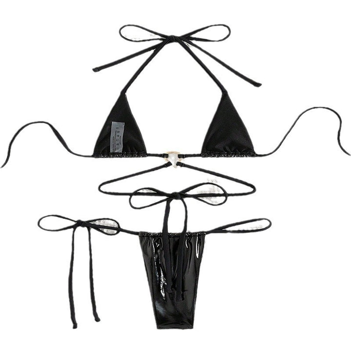 Dame sexet trekant bikini sæt med justerbare stropper og moderigtig ringdetalje Skovae