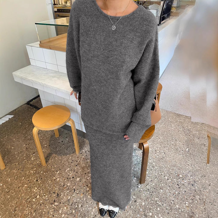 Damen eleganter, figurbetonter Midi-Rock aus hochwertiger Wollmischung Skovae