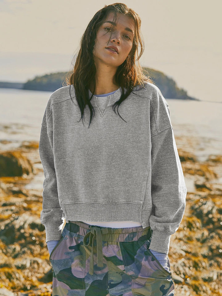 Dame afslappet sweatshirts med cropped snit og bløde manchetter Stilla