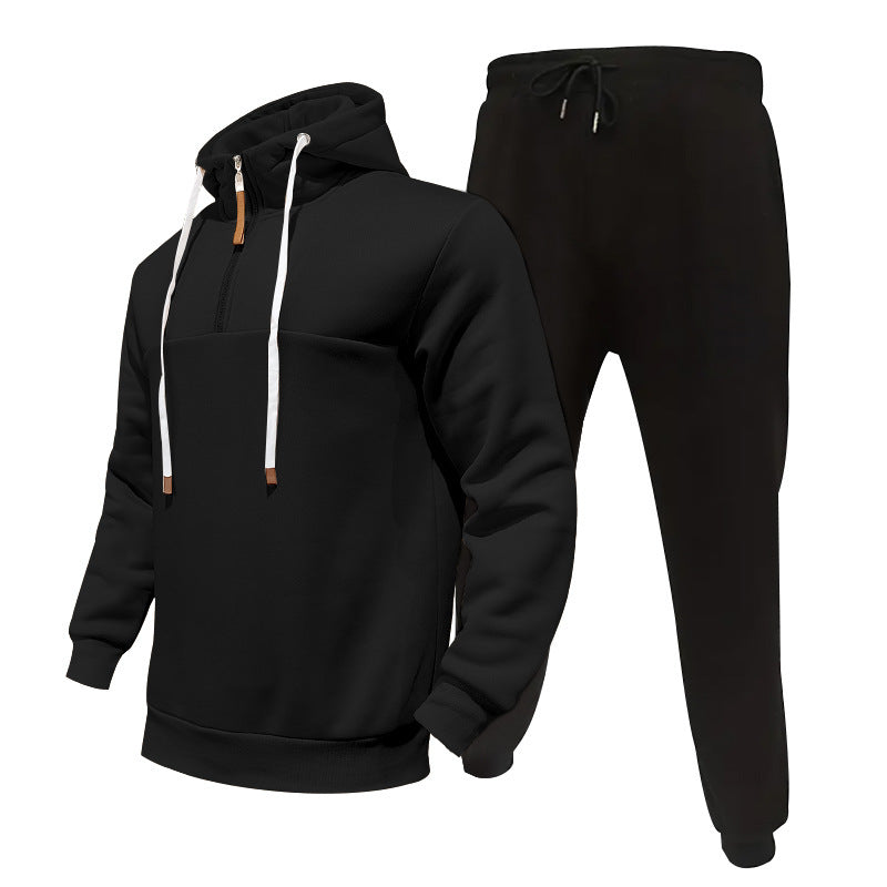 Herrer sporty hoodie-sæt med lynlås og praktiske lommer Stilla