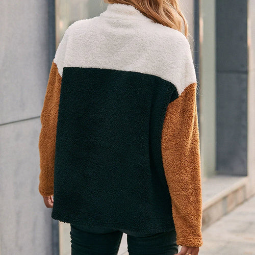 Stilla | Over størrelse pasform Blød dobbeltvægget stof Halv-zip og patch look