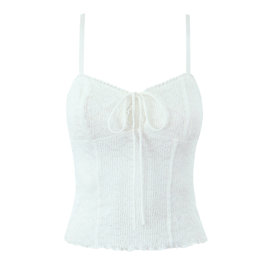 Dame spids-crop-top med raffineret snørredetalje og figurskærende snit Stilla