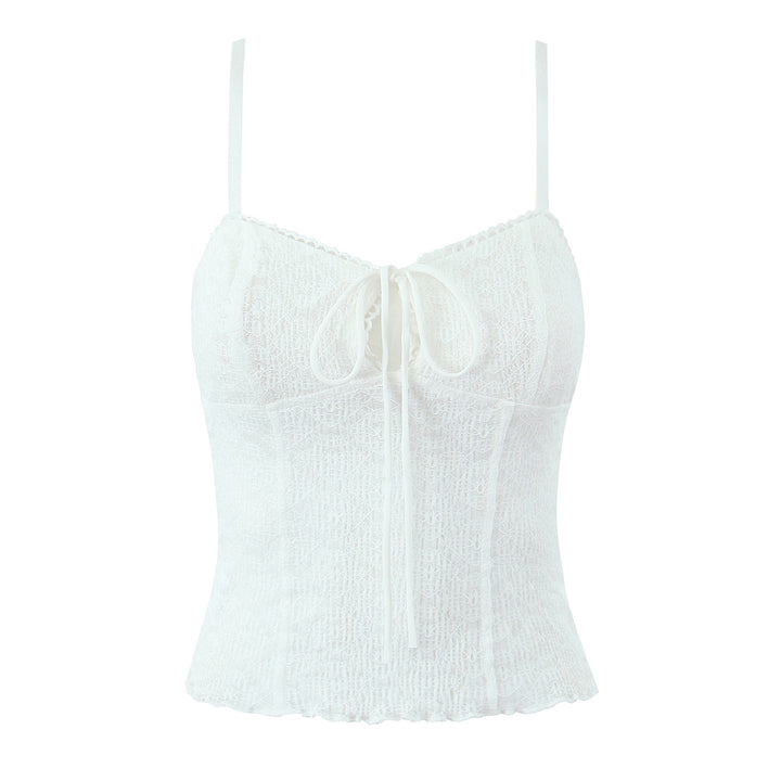 Dame spids-crop-top med raffineret snørredetalje og figurskærende snit Stilla