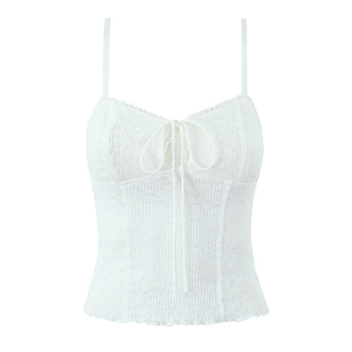 Dame spids-crop-top med raffineret snørredetalje og figurskærende snit Stilla