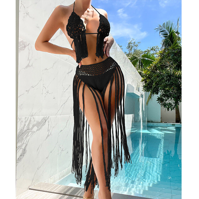 Dame hækle-bikini-sæt med frynset detaljer og moderne design Stilla
