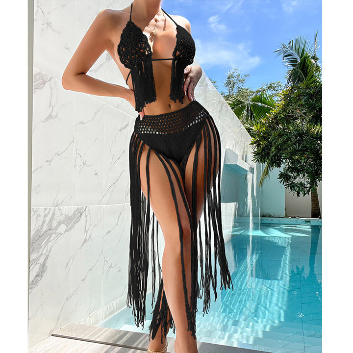 Dame hækle-bikini-sæt med frynset detaljer og moderne design Stilla
