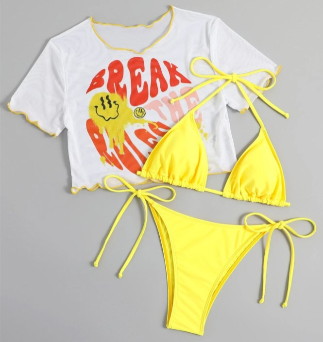 Dame bikini-sæt med trendy cropped-top og legende bindebælte Stilla
