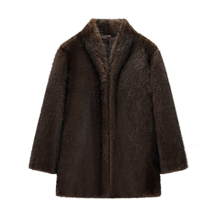 Kvinders hyggelige faux fur jakke med elegant krave og blød foring Stilla