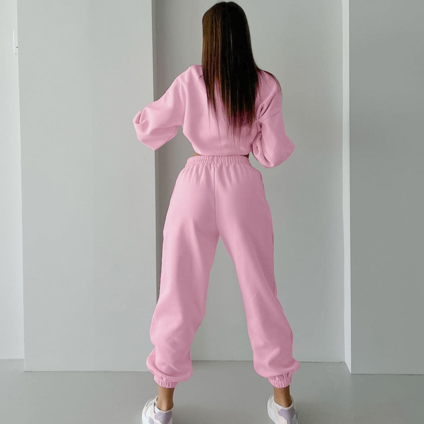 Dame afslappet sweatshirt- og joggingdragt sæt med elastisk talje og moderne accenter Stilla