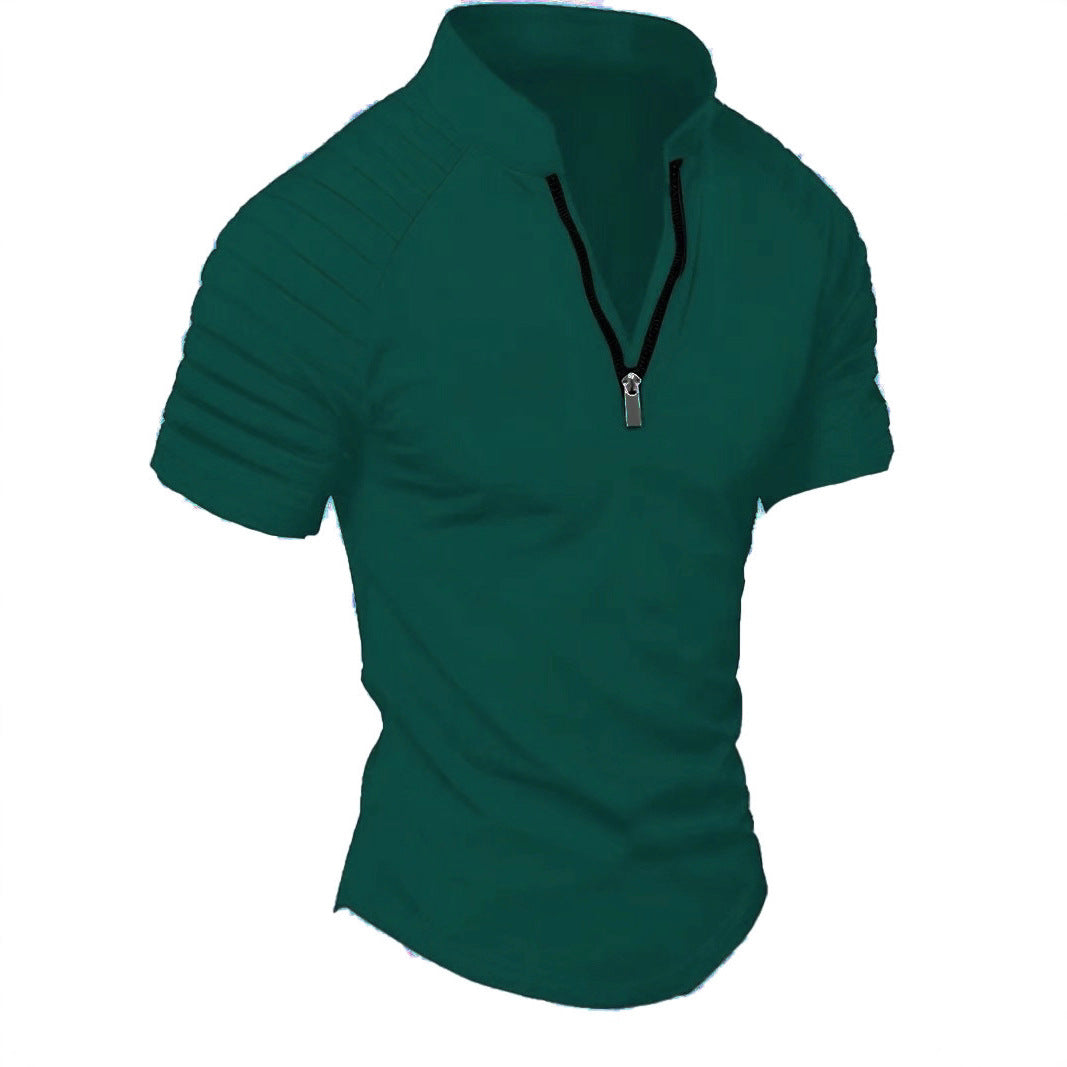 Herre Sporty Kortærmet T-Shirt med struktureret Lynlås Stilla
