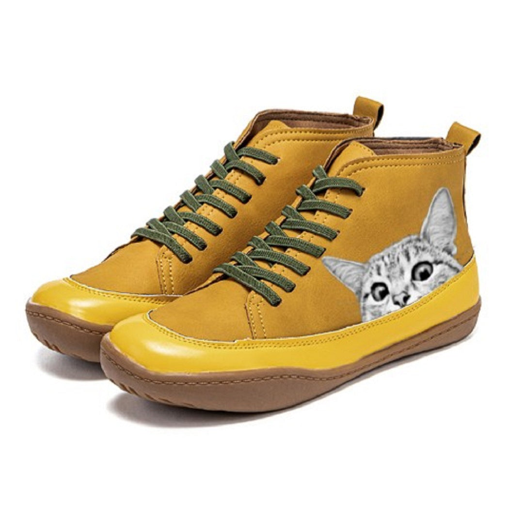 Dame moderigtige Sneakers med unikt kattemotiv Stilla