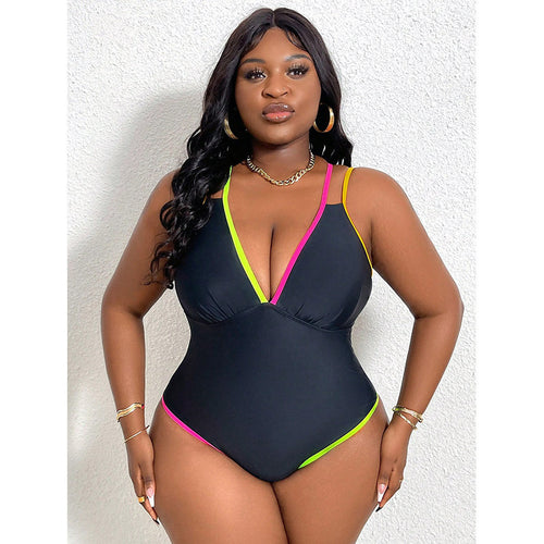 Dame elegant one-piece badedragt med kontrasterende detaljer Skovae