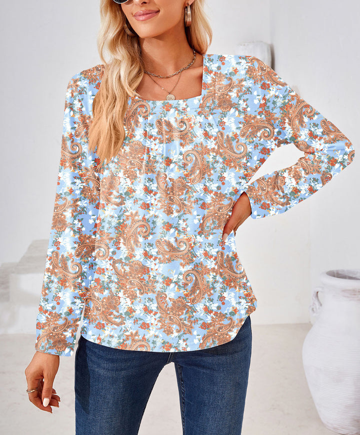 Damer bluse med blomster jacquard-mønster og løs pasform Stilla