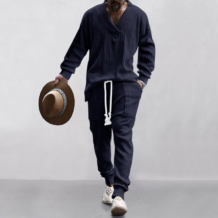 Herrer Strik Pullover og Joggingbukser Sæt Stilla