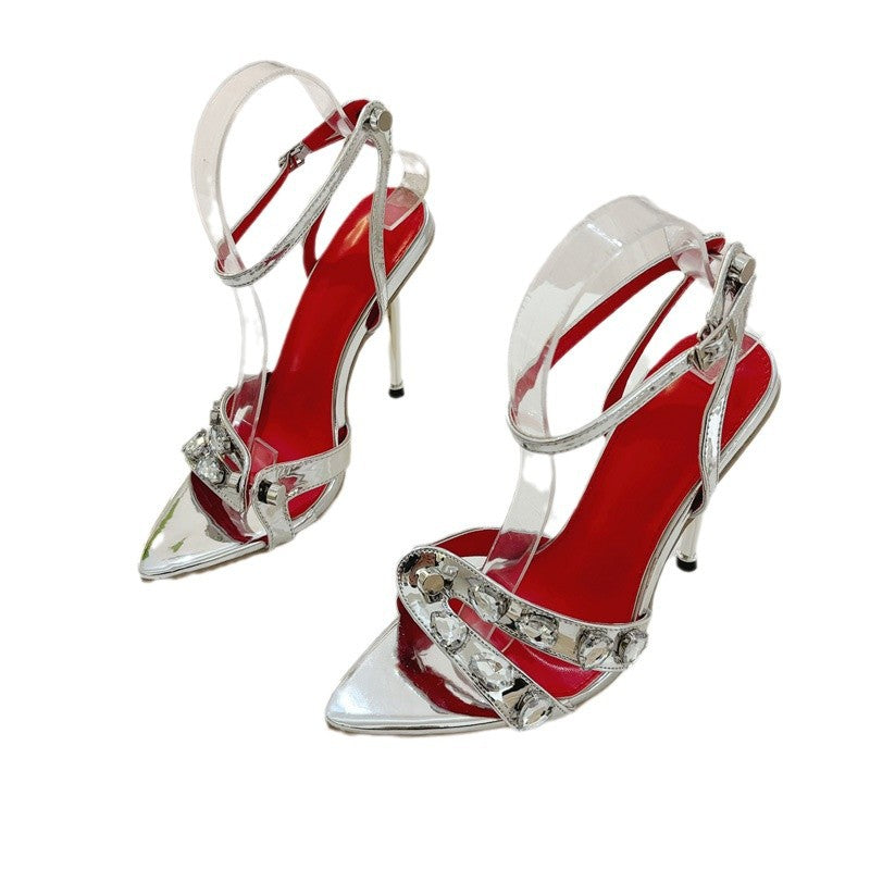 Dame High Heel Sandaler med glitrende smykkeudsmykninger og elegant remdesign Stilla
