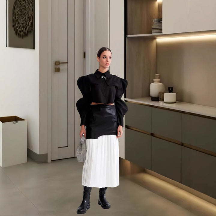 Kvinders langærmet sweater og blyantskirt sæt Skovae