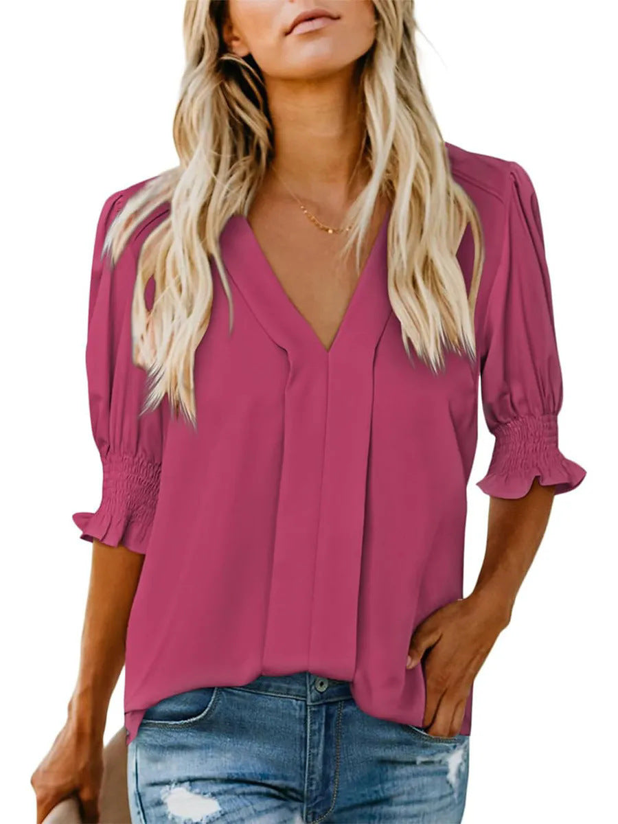 Dame elegant plisseret bluse Stilla