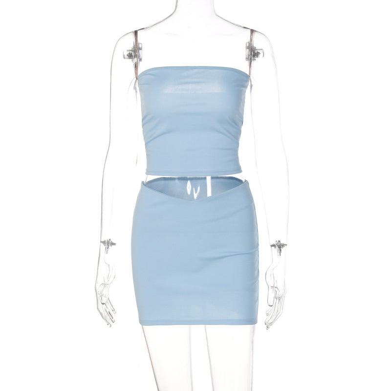 Dame Crop Top og Mini Skirt Ensemble Stilla