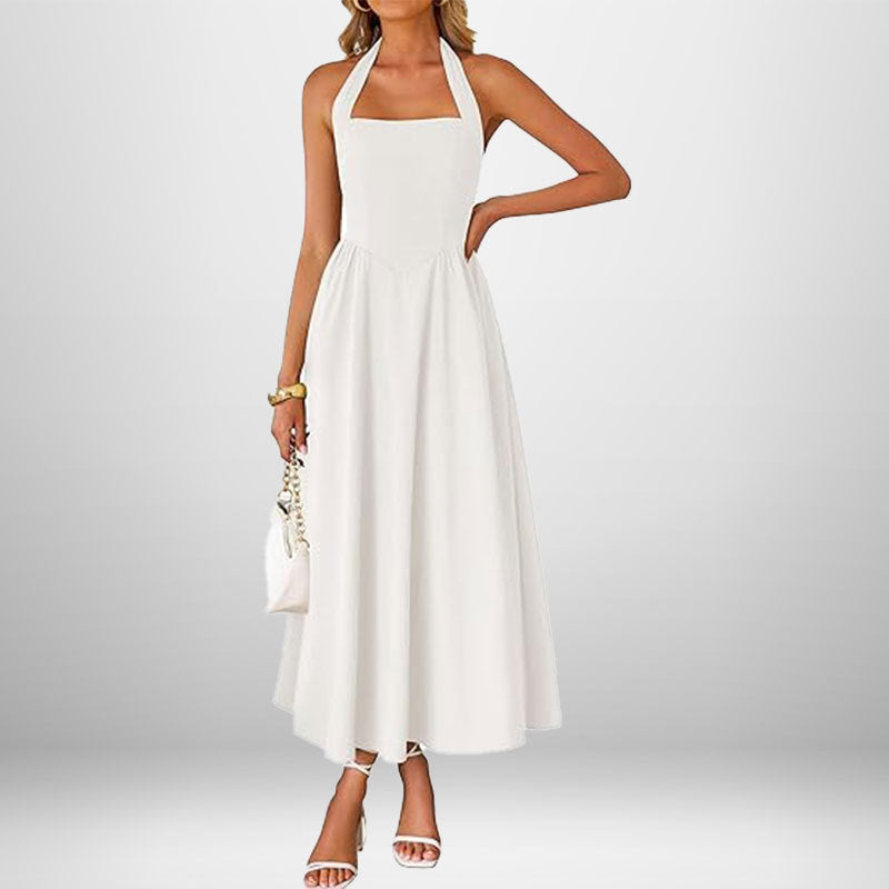 Damer maxi kjole med off-the-shoulder halterneck og flydende nederdel Stilla