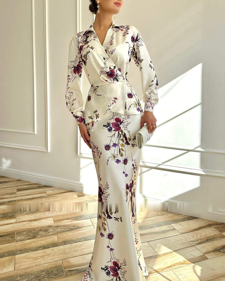 Dame Floral Print Wrapkjole Stilla