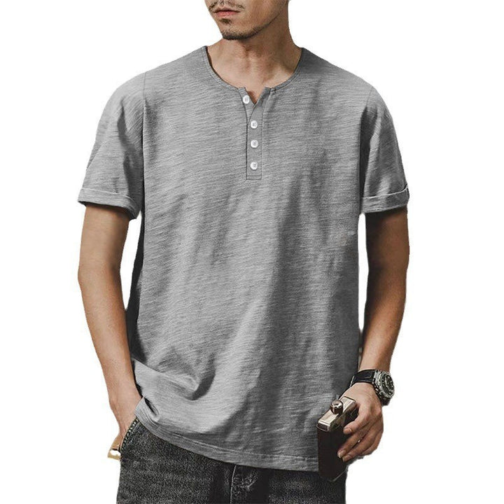 Herre høj kvalitet kortærmet Henley T-shirt med moderne knapper og behagelig pasform Stilla