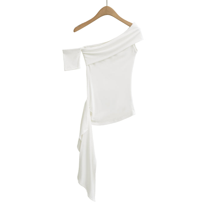Dame Off-Shoulder Top med knudedetalje og asymmetrisk sømklip Stilla
