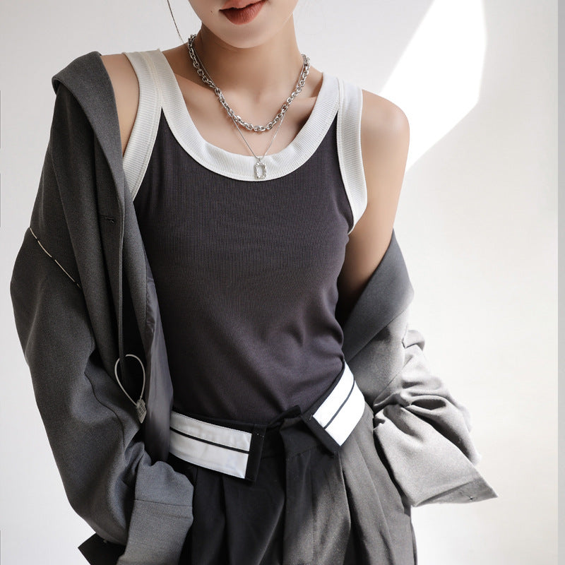Damer Sporty tanktop med kontrasterende syninger og åndbart materiale Stilla