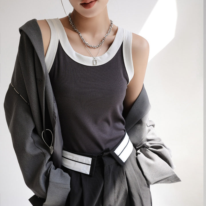 Damer Sporty tanktop med kontrasterende syninger og åndbart materiale Stilla