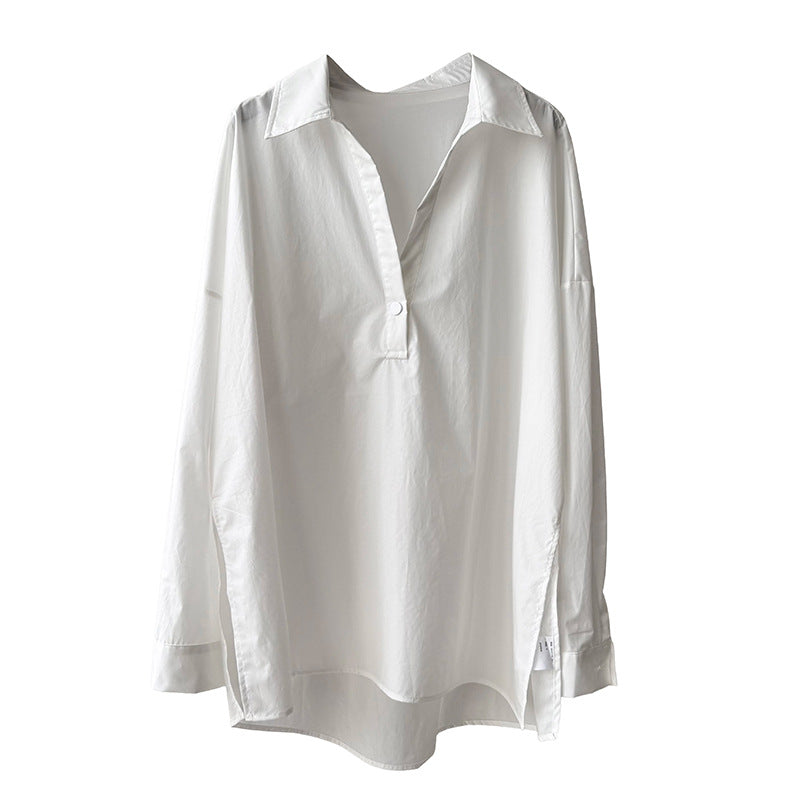 Dame Oversize-bluse i åndbart bomuldsblanding med knapbar udfald Stilla