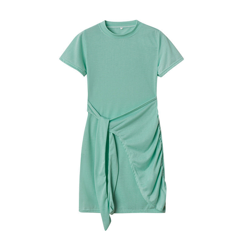 Dame Fritids Draperet T-Shirt Kjole Stilla