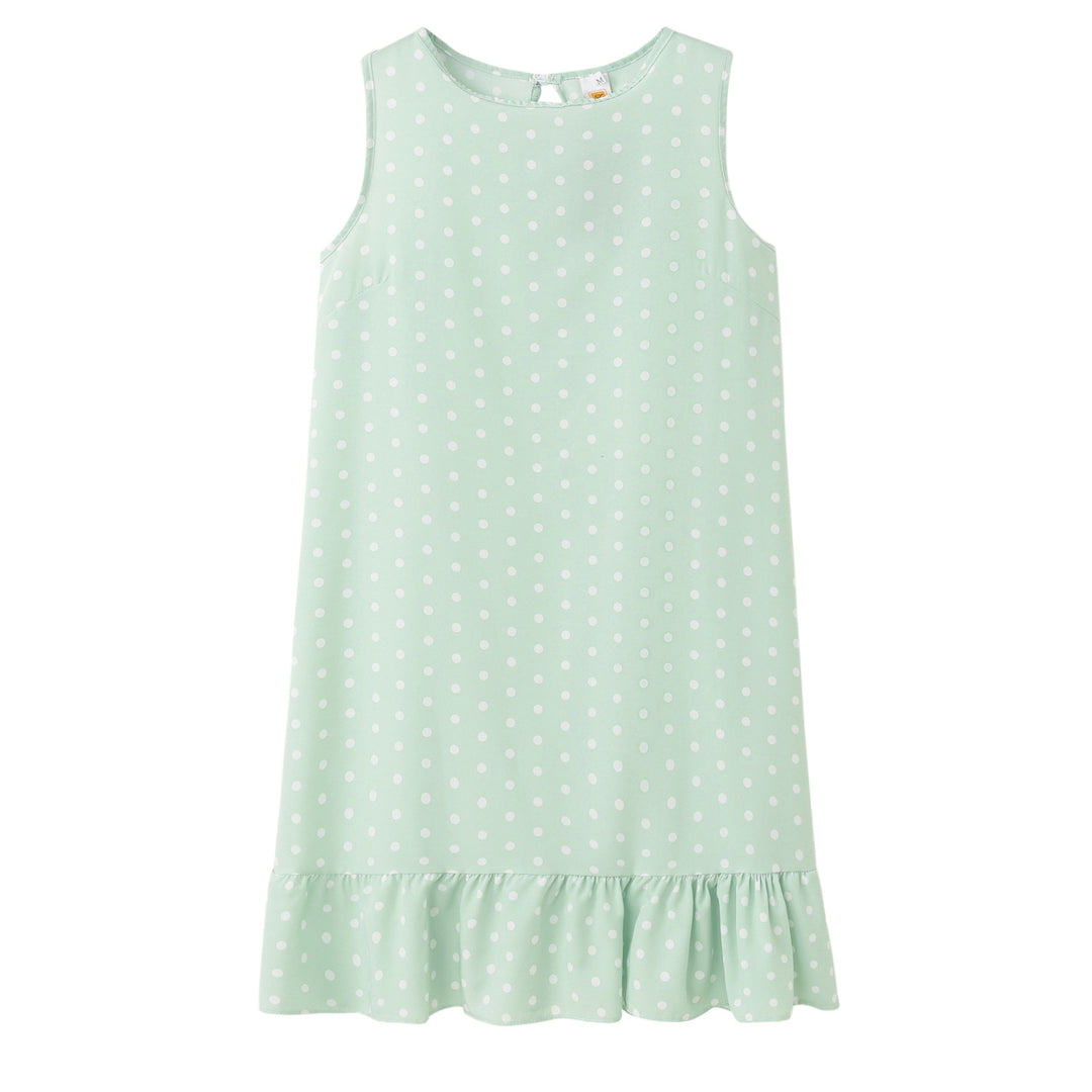 Dame Sommer Polka Dot Shift Kjole med Flæsekant Stilla