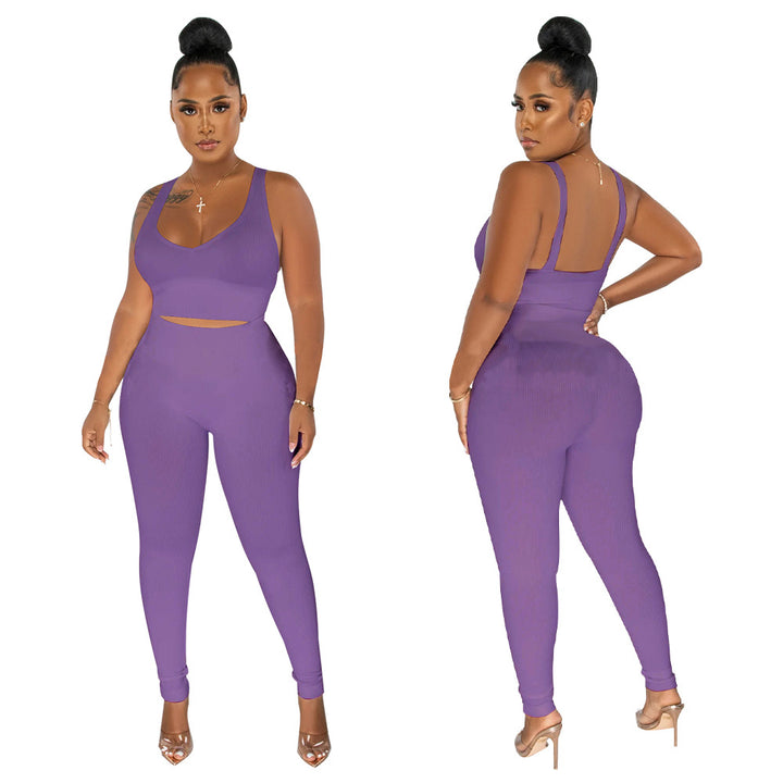 Dame Sporty Sæt bestående af Crop Top og High-Waist-Leggings Stilla
