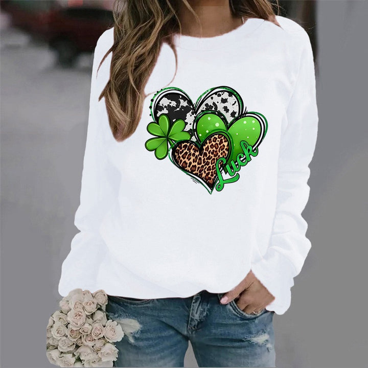 Kvinders sweatshirt med kreativ hjerte-design og iøjnefaldende motiv Stilla