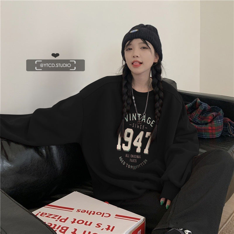 Dame Casual Oversized Sweatshirt med Vintage Print Skovae