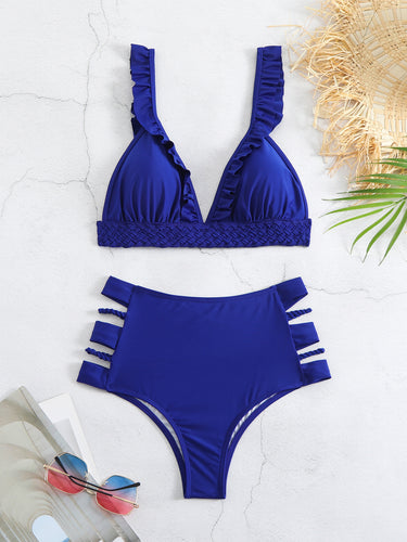Dame bikini sæt med raffinerede ruffle detaljer og høj talje Stilla